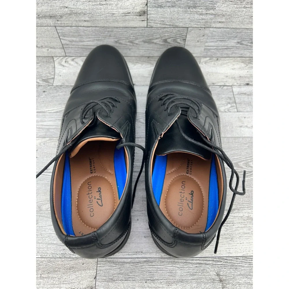 Clarks Mens Black Leather Cap‎ Toe Oxford Dress Shoes Comfort Size 10W